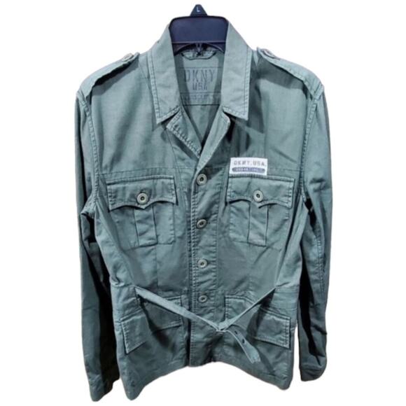 DNKY army green Cargo Safari Military Utility jacket Size Large - Picture 1 of 4